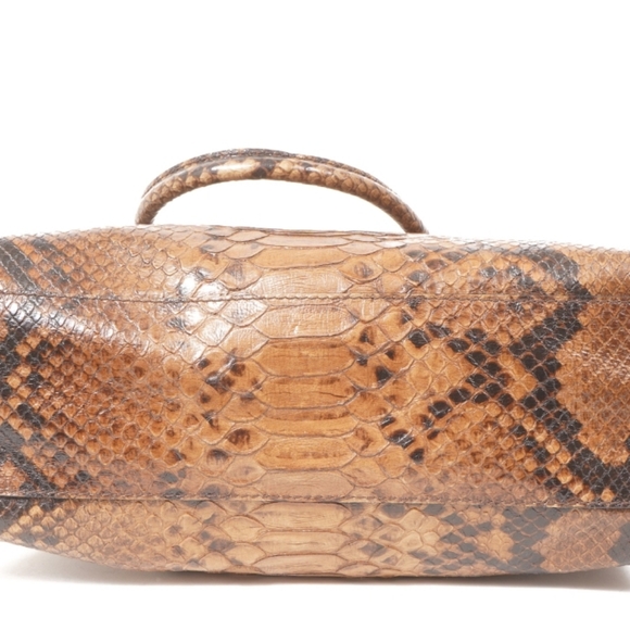NEW Michael Kors Tobacco Leather Python Bag - Picture 6 of 8